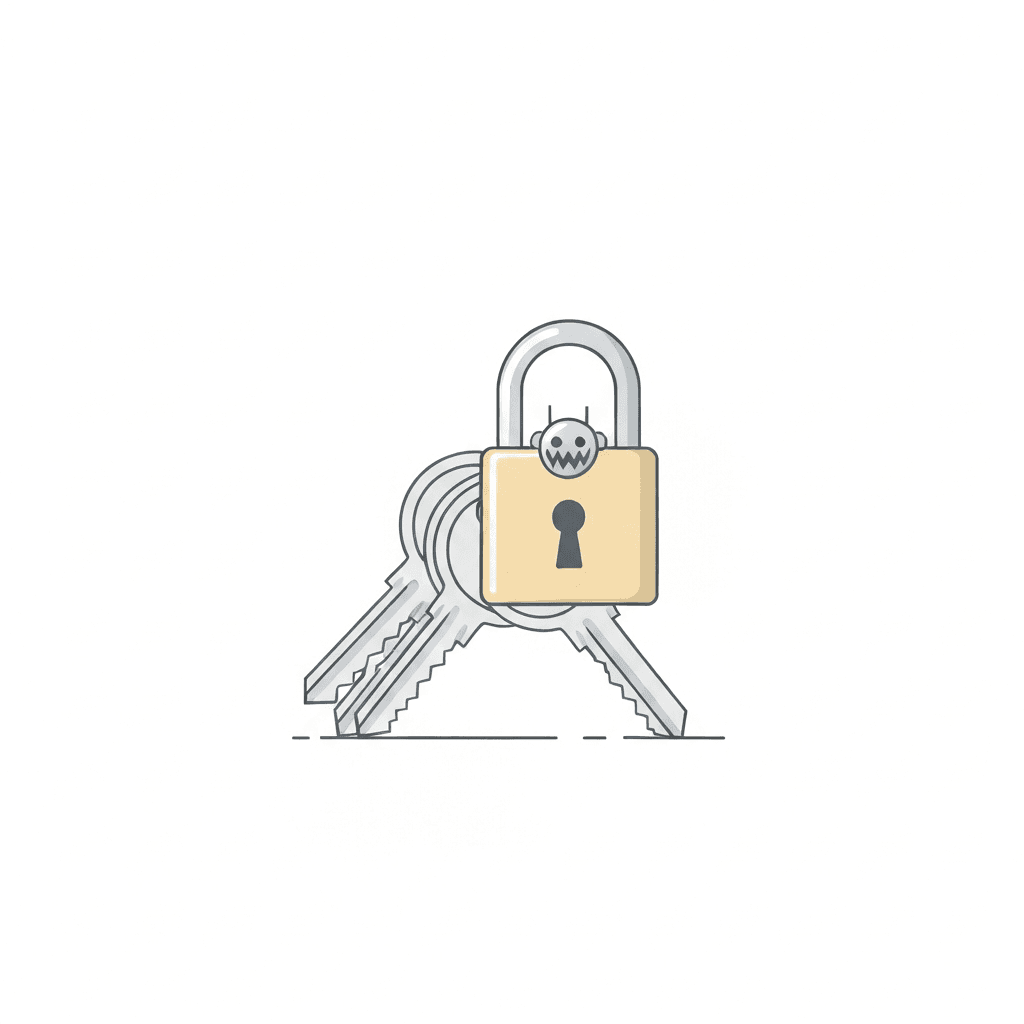 Code repository with a lock icon and a warning symbol.